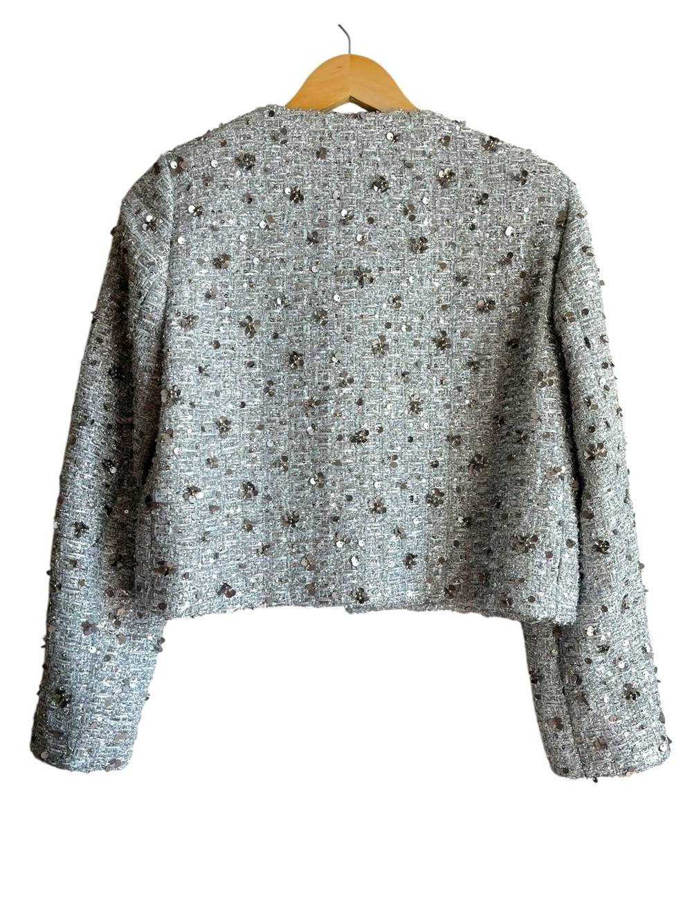 Zara ZW Collection Sequin Jacket Silver Size M NWT - Picture 6 of 15